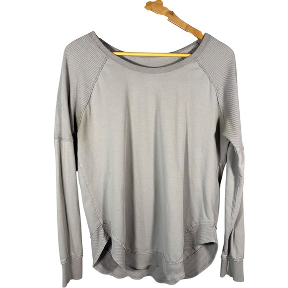 Kyodan Tops - Kyodan Long Sleeve Top Womens L Gray Waffle Knit Raglan Pullover
